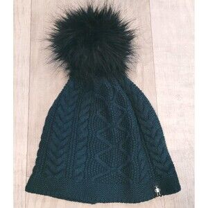 Smartwool Merino Wool Pom Beanie Forest Green Winter Ski Cable Knit Hat Unisex